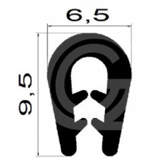 Door seal profile | PVC | black | 9,5 x 6,5 mm | roll 100 meters